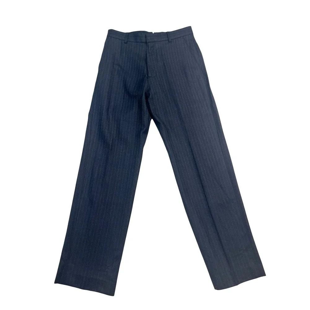 NEW vtg Y2K Banana Republic‎ 31x32 Charcoal Herringbone Stripe Pants Trousers